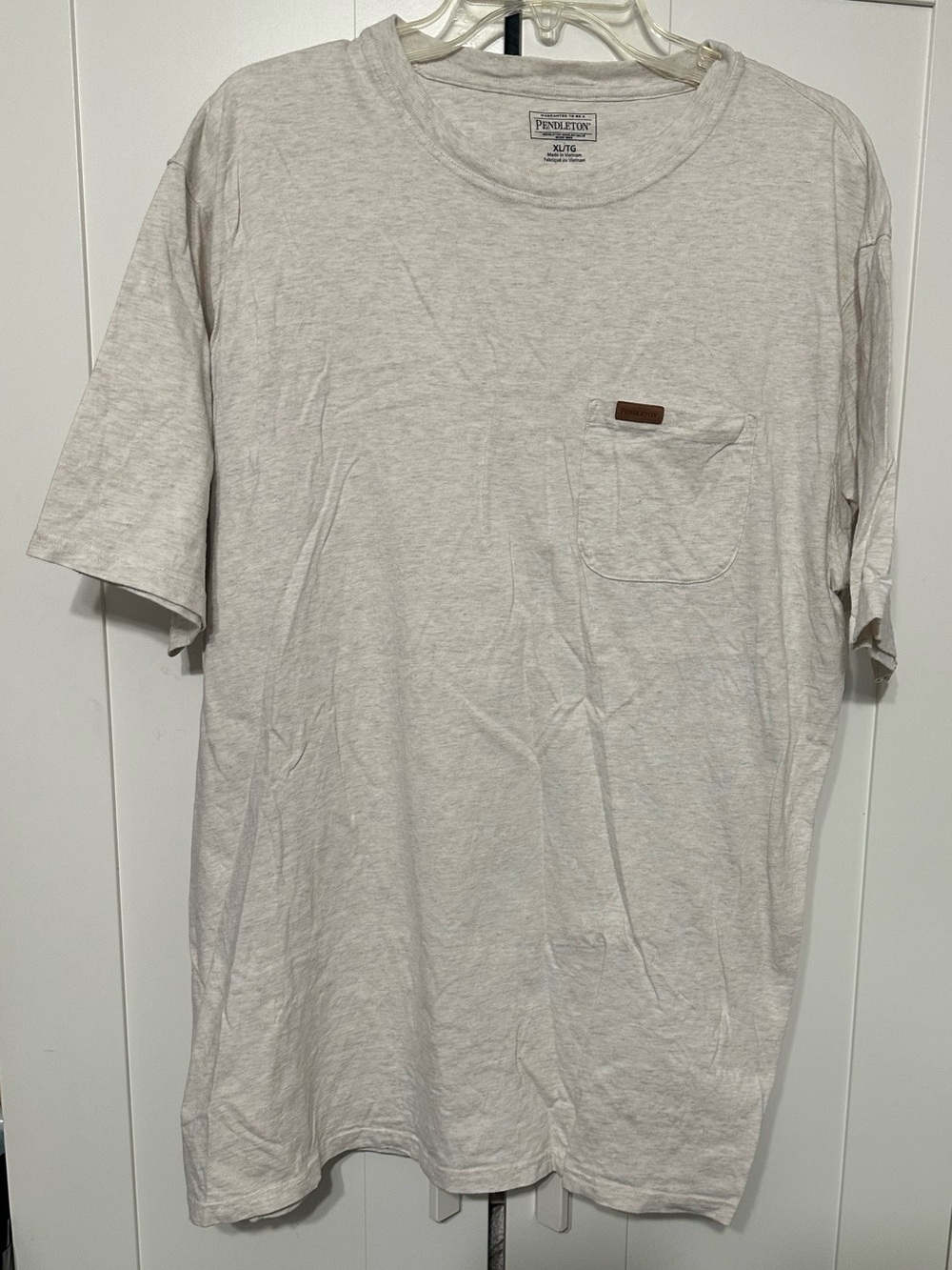 Pendleton Short-Sleeve Pocket Tee in Light Cream Heather